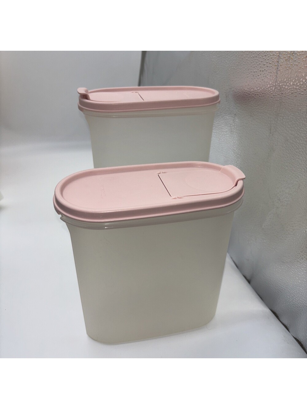Vntg Tupperware L. Pink, Cereal Storage Flip Top #3 (7.25 Cups), #4 (9 3/4 Cups)